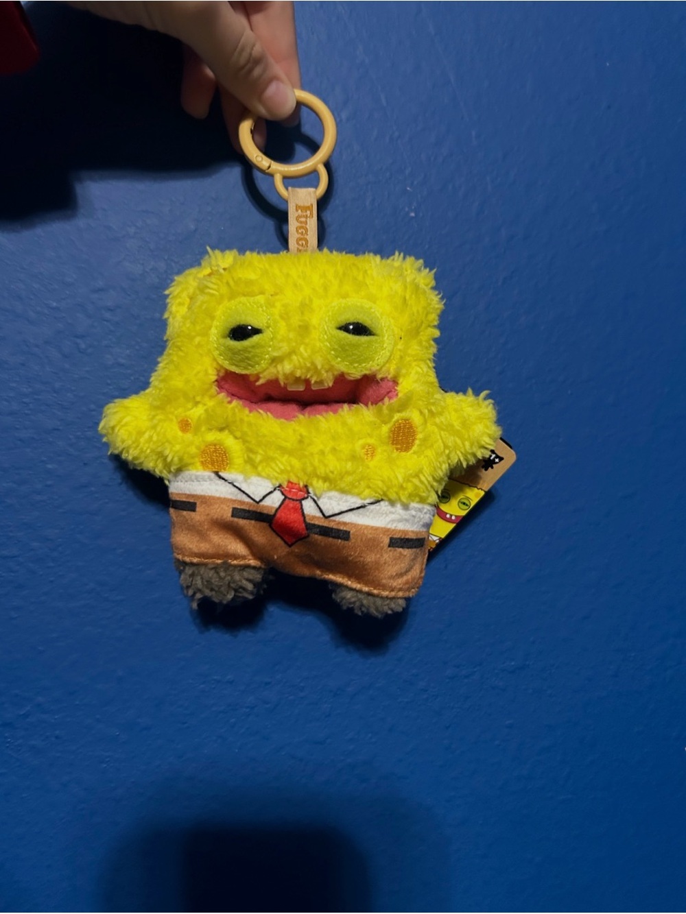 Yellow Sponge Plush Keychain Clip - Kids Bag Charm